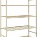 Storage Shelves, 5-Tier Metal Shelving Unit with Adjustable Feet, Shelf Organizer for Garage, Kitchen, Pantry and Closet Organization, 36.4" x 11.8" x 68.3", Cream White