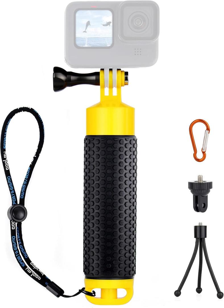 Floating Hand Grip Underwater Handle Mount with Detachable Tripod Stand for GoPro Hero 13 12 11 10 9 7 8 6 5 4 Max Mini Session DJI Action Camera Ideal for Diving Snorkeling Swimming Sport