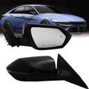 Passenger Side Mirror Compatiable With Compatiable With 2021 2022 2023 2024 2025 Hyundai Elantra With Heated Power Glass Turn Signals Blind Spot Manual Folding 8Pins Black