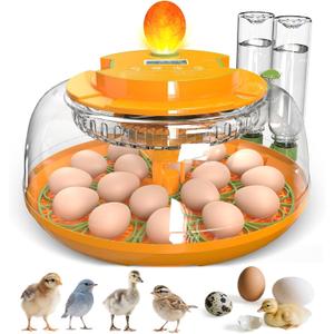18 Egg Incubators for Hatching Eggs, Egg Incubator Incubator with Automatic Turning and Humidity Control, Auto Water Replenishment, 2 Size Trays, Air Vent, for Chicken Duck Quail Goose Eggs