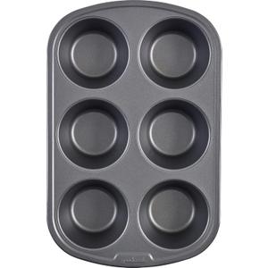 GoodCook Everyday Nonstick Steel Jumbo Texas Muffin Pan, 6-cup, Gray