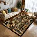Cabin Rustic Area Rug 4x6 Living Room Rug,Deer Country Wildlife Bear,Vintage Area Carpets for Bedroom,Ultra-Thin Washable Throw Rugs Entryway Indoor Non Slip Accent Floor Mats for Dining Room,Laundry