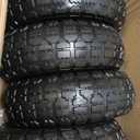 10-Inch 4.10/3.50-4" Flat-free Solid Tire and Wheel with 5/8" Axle Bore Hole, 2.2" Offset Hub for Hand Truck Garden Wagon Cart Trolley Dolly Lawn Mover Go Kart Replacement Tire, 4 Pack