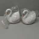 Swan Bookends Set of 2, White Resin Swan Figurine Book Ends for Shelves, Decorative Book Holders for Home Office, Heavy Duty Swan Decor for Living Room, Desktop Organizer Book Stoppers