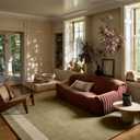 Loloi Leanne Ford Craven Collection CVN-01 Light Olive/Oatmeal 8'-6" x 11'-6" Area Rug Geometrical, Patterned, Neutral, Living Room, Bedroom, Dining Room