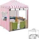 Kids Playhouse Cover,600D Heavy Duty Outdoor Waterproof Play house Covers,47.5"W x47.5"D x60"H with Transparent PVC Doors and Windows,Suitable for All Around Playtime Patio with Canopy Playset (Pink)