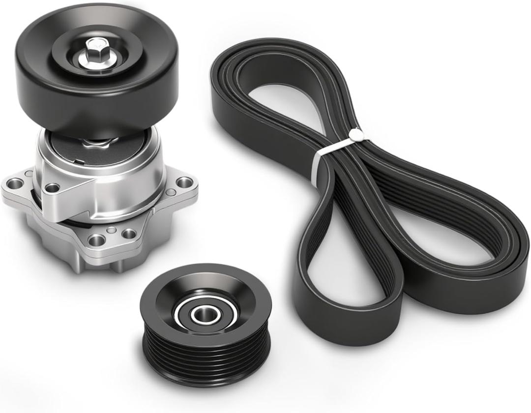 Belt Tensioner and Idler Pulley&Drive Belt Assembly Kit, Fits for Nissan Armada 2008-2015, for Pathfinder 2008-2012, for Pathfinder Armada 2004 for Titan 2004-2015#OE 38340 36222