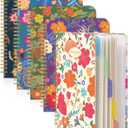 Dynta Spiral Notebooks 5 Subject 5-Pack College Ruled Hardcover with Removable Dividers 160 Pages/80 Sheets Each, A5(8.5 "x 5.7") Cute Blooming Floral, for Students Office Business Diary Book
