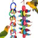 Bissap 2 PCS Bird Chew Toys, Multicolored Bagel Cascade Bird Parrot Toy Biting Paper Cardboard Olympic Rings Conures Toys for Amazon Cockatiels Cockatoos Macaws and Similar Sized Pet Birds