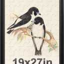 19x27 Picture Frame Black with Black Backboard, Wooden Curved Extra Wide Edges Puzzle Frame, Vintage Style Poster Frame 19x27 for Wall Decor.