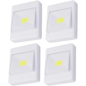 ARTIBETTER 4Pcs Cob Led Cabinet Light, Battery Operated, Stick Anywhere, Soft Eye-Safe Lighting for Closet, Pantry, Stairs, Shed, and Indoor Use (White, No Battery, Random Style)