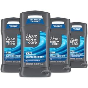 Dove Men+Care Antiperspirant Deodorant Stick Count of 4 Clean Comfort 72-Hour Sweat & Odor Protection Antiperspirant for Men With 1/4 Moisturizing Cream 2.7 oz