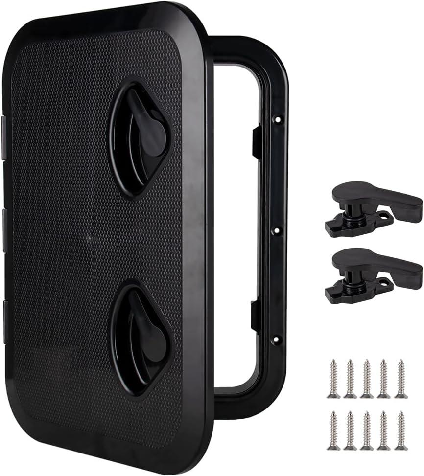 Marine Deck Access Hatch 12.4"17.3" White/Black Rectangle Boat Hatch & Lid,Boat Deck Hatch Lids (Black)