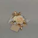 Ling's Moment Pocket Boutonniere Single, Boutonniere for Men Groom for Wedding, Prom, Homecoming, Anniversary, Graduation, etc.White Beige