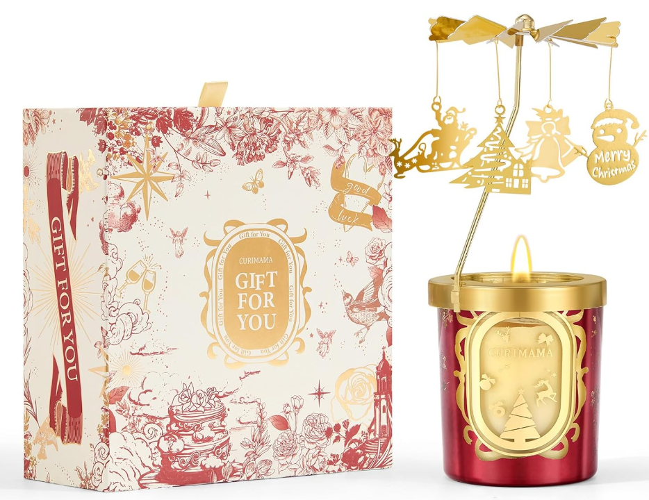 Christmas Candle Gifts for Women, Funny Birthday Gift for Mom Grandma, Rotatable Scented Candles for Xmas Home Decor, Valentines Day Gift for Her Wife Girlfriend