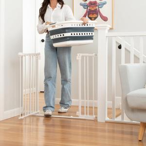 Perma Child Safety Baby Gate for Stairs & Doorways, Pressure Mount No-Drill | Fits 28.8-40.1 in openings, auto-close walk-through, one-hand, ultra-low bar, no-drill pressure mount, baby & dog stair gate
