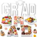Grad Charcuterie Letters Fillable, 13.78'' White Grad Cardboard for Charcuterie, Graduation Letter Tray with Doctoral Cap for Chocolate Flowers Cupcakes Box, Class of 2026 Graduation Decorations