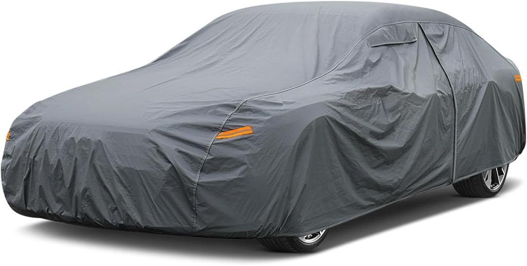 16 Layers Car Cover Waterproof All Weather, Heavy Duty Outdoor Car Cover Universal Fit Sedan Coupe Chevrolet Caprice, Buick Roadmaster/Riviera, Ford Crown Victoria, Cadillac DTS etc. (1 Fit Sedan Length 209-218 inch)