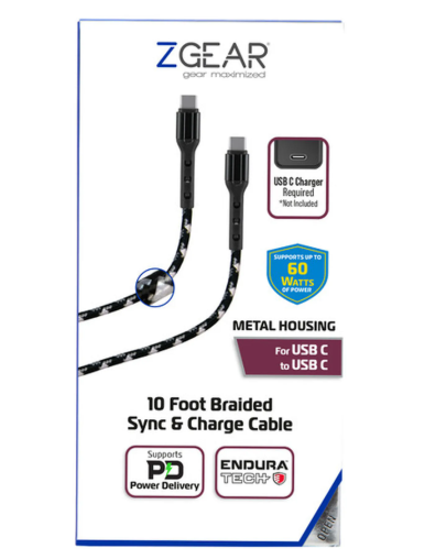 ZGear 10Ft Braided Sync & Charge Cable