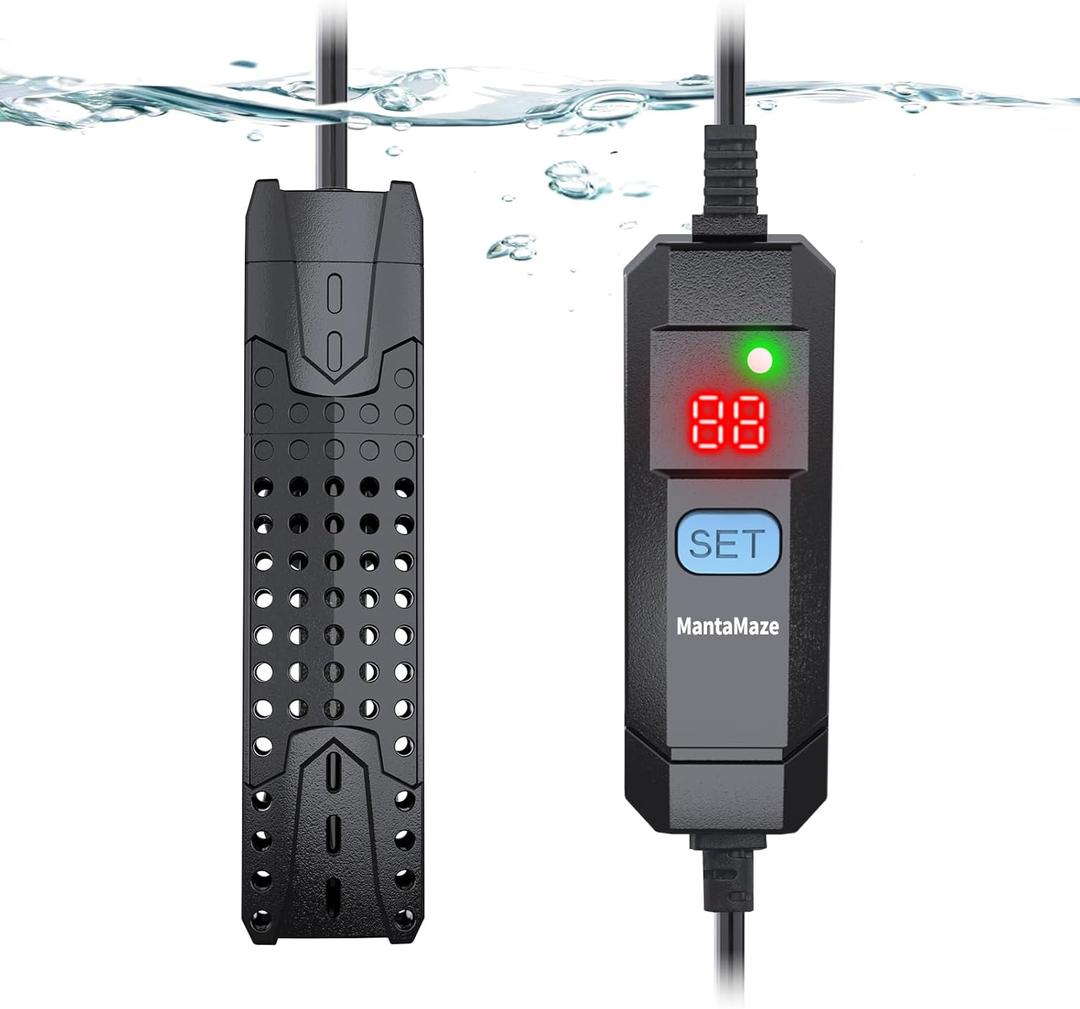 Submersible Aquarium Heater 25W/50W/75W/100W for 1-25 Gallon Fish Tank Heater with Intelligent Leaving Water Automatica Stop Heating System & Overheating Protection, for Fresh & Salt Water