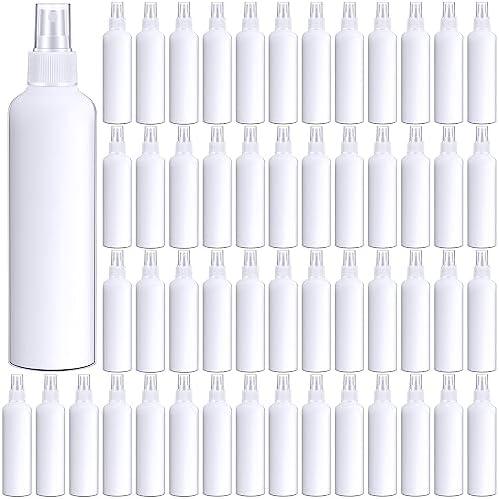 Eccliy 64 Pcs 8 oz Spray Bottles Fine Mist Cleaning Bottles Clear Empty Plastic Travel Sprayer Refillable Sprayer with Cap for Cleaning Solutions Oils Travel Perfumes(Snowy)