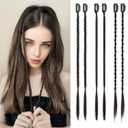 REECHO 6PCS Clip in Braid Hair Extensions for Women 14 Inch Clip in Braids Synthetic Braided Hairpieces for Daily Costume Party, Black Brown