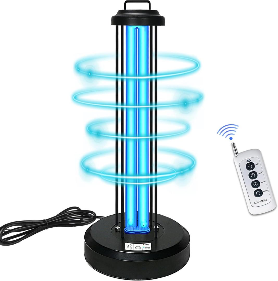 38W UV Light Sanitizer, Ultraviolet Lamp with Remote Control for Home, Office School, Hotel.99.99% UVC Cleaning Portable Lamp,3-Gear Timer 15/30/60 Minutes 110V Ozone Free