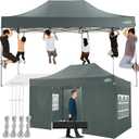 COBIZI 10x15 Pop up Canopy Tent 10x15 Canopy with 4 Sidewalls Waterproof Heavy Duty Commercial Canopy for Parties Outdoor Garden Gazebo Tent, Carry Bag(10x15ft, Gray)