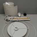 LALISU Bedroom Floor Lamp Farmhouse Floor Lamps for Living Room Mid-Century Pole Lamp Linen Lamp Shade, Standing Tall Lamps for Bedrooms and Office (White)