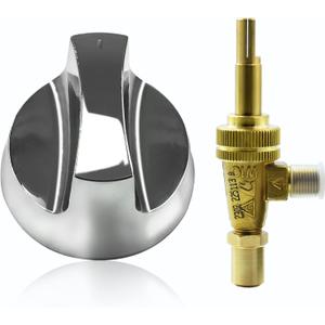 MENSI Propane Natural Brass Hotel Commercial Kitchen Gas Control Valve 0.047" Orifice with Chromed Steel Control Knob Stem Length 1.4"