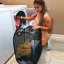 2 Pcs Strong Mesh Pop-up Laundry Hamper, Quality Pop Up Hampers for Laundry with Durable Handles Solid Bottom High Carbon Steel Frame, Easy to Open and Fold Flat for Storage(Black)