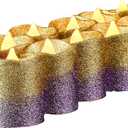 LOGUIDE Gold Flameless Votive Candles, 12-Pack Gold & Purple Glitter Battery Operated LED Tea Lights Candle for Christmas Decorations, Wedding Centerpieces, Party, Birthday, Anniversary