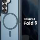 BNAAGO Magnetic Case for Samsung Galaxy Z fold 6 Case, Slim Translucent Matte Phone Cover with Shockproof TPU Frame & Scratch-Resistant PC Back, Strong Magnetic Ring, Navy Blue