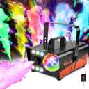 HAKUTA Fog Machine, 600W Smoke Machine with Disco Ball Light and LED RGB Lights, 2300 CFM Spray with Auto Spray Function, Great for Halloween, Christmas, Wedding, Stage Performance and Parties