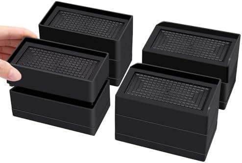 Flechazo Pack of 8 Furniture Bed Risers, 2 or 4 Inch Heavy Duty Adjustable Furniture Risers with Non-Slip Mats for Bed, Desk, Sofa and Table(Rectangle)