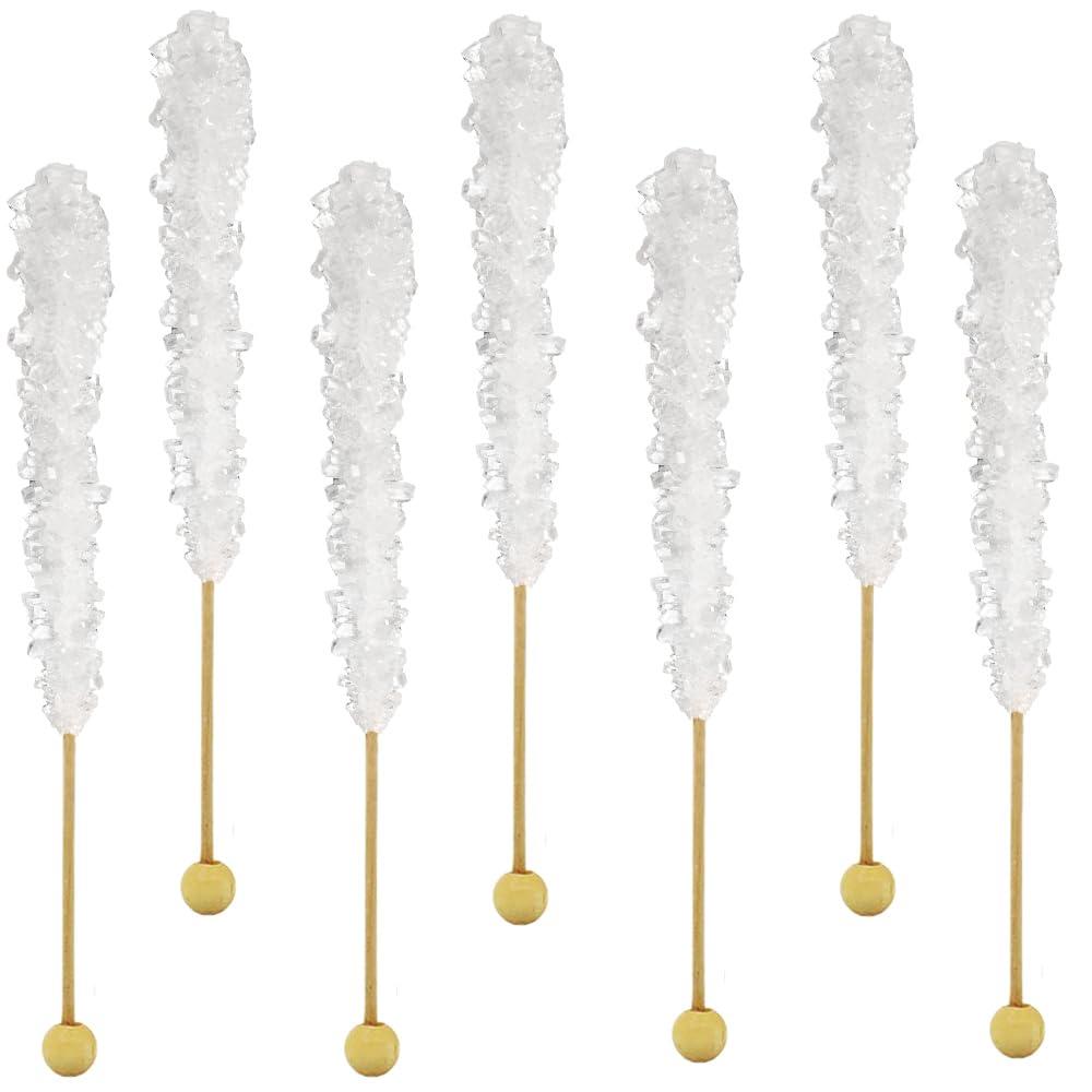 Fruidles White Rock Candy Lollipops Pops Candy Suckers, Color and Flavor Assortment, 6.5" (6-Pack) (EXP 08/26/26)