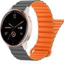 Watch Bands Compatible with Garmin Venu 3S/Vivoactive 4S/Venu 2S/Vivomove 3S,18mm Double Sided Silicone Magnetic Watch Band Soft Sport Strap for Garmin Forerunner 255S/255S Music/265S (Grey+Orange)