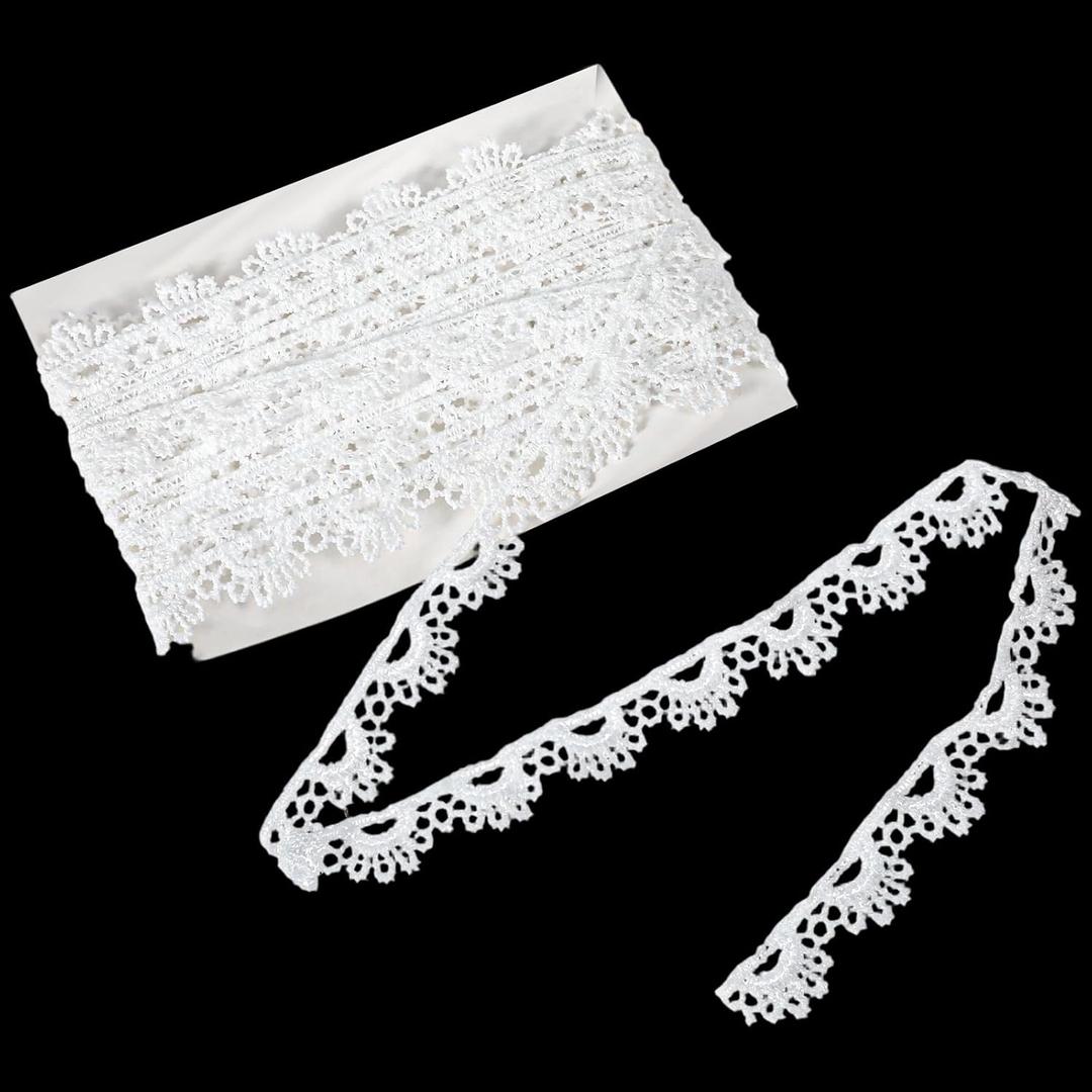15 Yards White Lace Ribbon Trim Vintage Eyelet Lace Trim for Sewing Crafts Wedding Dress Christmas Decoration Gift Wrapping