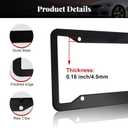 OLLEN Gloss Black Heavy Duty License Plate Frames, 2 Pack Aluminum Alloy Car Plate Holder Bracket, with Screw Caps, Rattle Proof Pads, Black