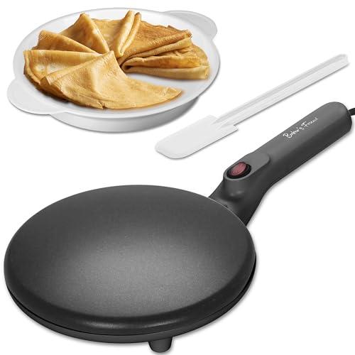Baker's Friend Crepe Maker Machine with Auto Power Off, Portable Crepe Maker with Non Stick Dipping Plate, Automatic Temperature Control, Graphite