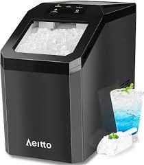 Aeitto Nugget Ice Maker Countertop, 55lbs/Day, Large Capacity Chewable Ice Maker, Rapid Ice Release in 5 Mins, Self-Cleaning with Stainless Steel Housing Ice Machine for Home Office and Party, Black
