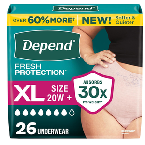 Depend Fresh Protection Adult Diapers, Incontinence & Postpartum Bladder Leak Underwear for Women, Disposable, Maximum, ExtraLarge, Blush, 26 Count