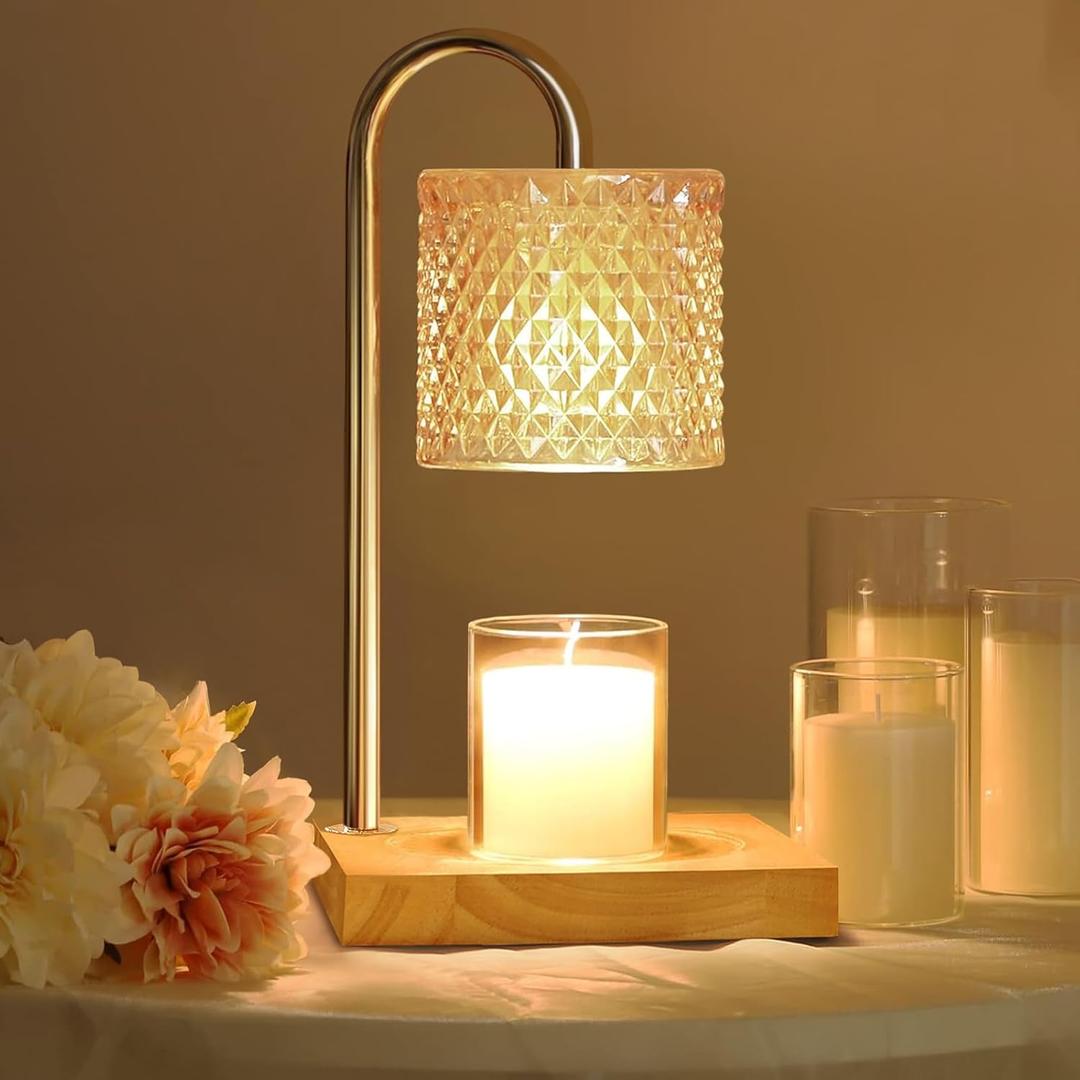 Candle Warmer Lamp with Timer Dimmer, Birthday Gifts for Women Mom, House Warming Gifts, Elegant New Home Decor, Wax Warmer for Jar Candles, Heater Lamp for Scented Wax, Amber Glass