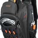 66-Pockets Tool Bag, Heavy-Duty Jobsite back pack for electricians, construction, men