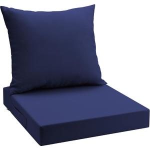 UNIKOME Outdoor Seat Cushions 22 X 22 Inch - Water-Resistant & Fade Resistant, Removable Cover Patio Furniture Cushions for Chair, Sofa, Couch, Wicker, Navy