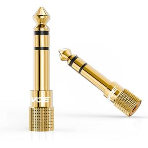 VCE 6.35mm (1/4 inch) Male to 3.5mm (1/8 inch) Female Stereo Audio Jack Adapter for Aux Cable, Guitar Amplifier, Headphone, 2 Pack