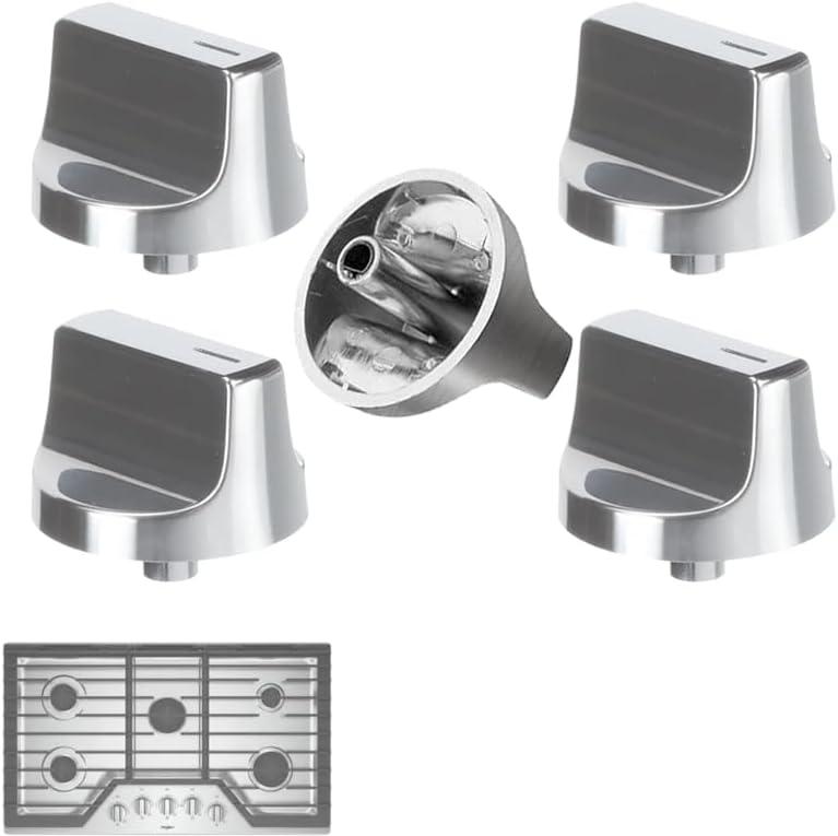 Upgraded W11366438 Stove Knobs Replacements for Whirlpool Gas Ranges WCG55US0HS00, WCG55US6HS00, WCG77US0HS00, Oven Cooktop Control Burner Knobs, Durable & Easy Installation, 5 Pack (Not Univeral)