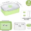 3 Pack Salad Lunch Box Food Storage Containers, 47oz Bento Box To Go Container with Lids, ReusableMeal Prep Containers with Removable Tray & Dressing Pots for Kids and Adults, Microwavable