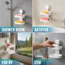 TAILI Soap Holder Soap Dish for Shower, Suction Cup Soap Holder for Shower Wall, Bathroom Accessories, Removable Strong Hold Soap Saver, Drill Free, White 2 Layer