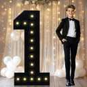 4FT Marquee Light Up Numbers, Black Giant Marquee Number Big Mosaic Number for 1st 16th 21st Birthday Party Decorations Backdrop 1 Anniversary Decor, Pre-Cut Frame Large Number 1